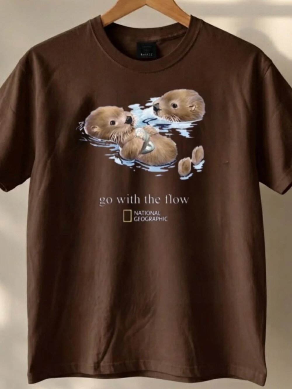 DARK CHOCOLATE - National Geographic Otter Go With The Flow Graphic T-Shirt